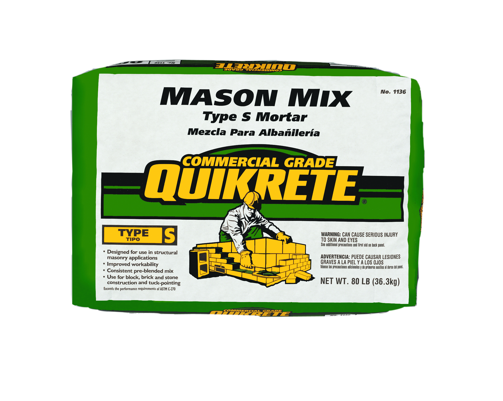 Quikrete Pre-Mixed Mason Mix 80lb Type S Mortar Bag - Utility and Pocket Knives